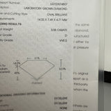 3.06ct D/VVS2 Moval Lab Grown Diamond